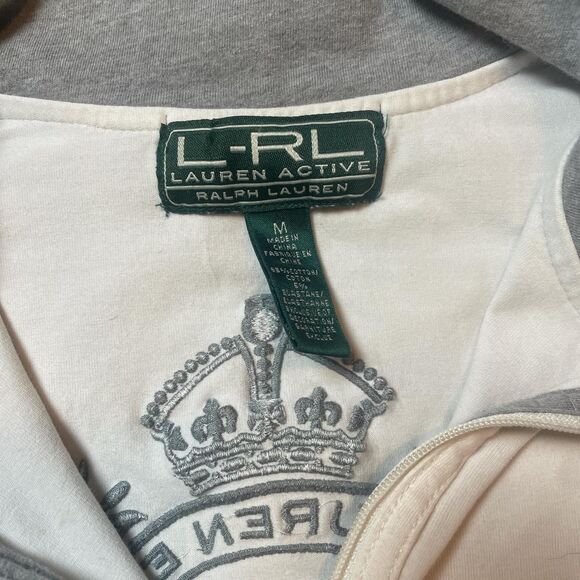 ralph lauren vintage y2k white sporty quarter zip embroidered back logo medium - Picture 5 of 6